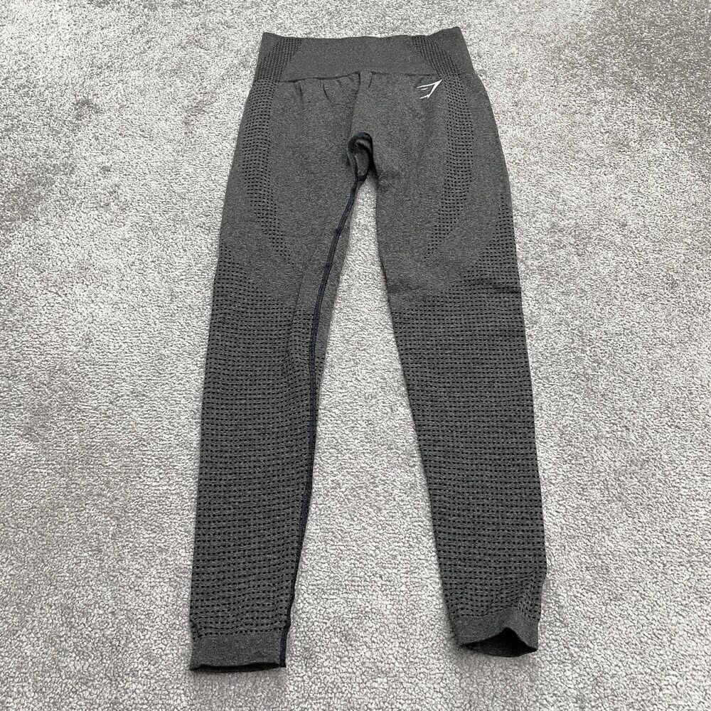 Gymshark Seamless Compression Geo Leggings Womens XS Gray High Rise Yoga 22x24